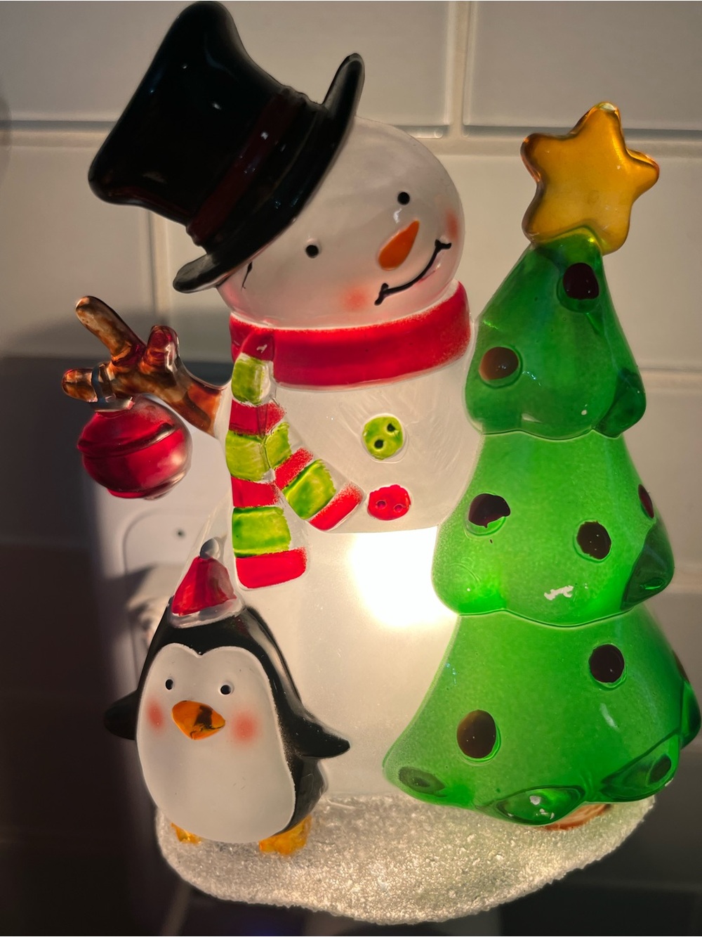 Midwest Seasons Lights in the Night Snowman & Penguin Night Light Christmas